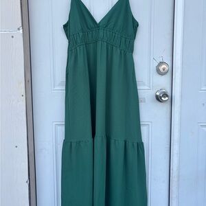 a new day Emerald Green V-Neck Tiered Maxi Dress